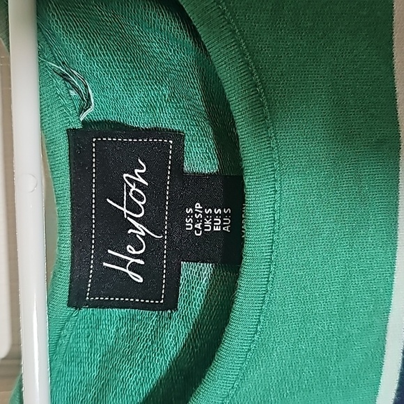 Heyton Dress Blue Green Sweatshirt Long Sleeve Mixed Print Striped Dress Size S - Picture 2 of 6